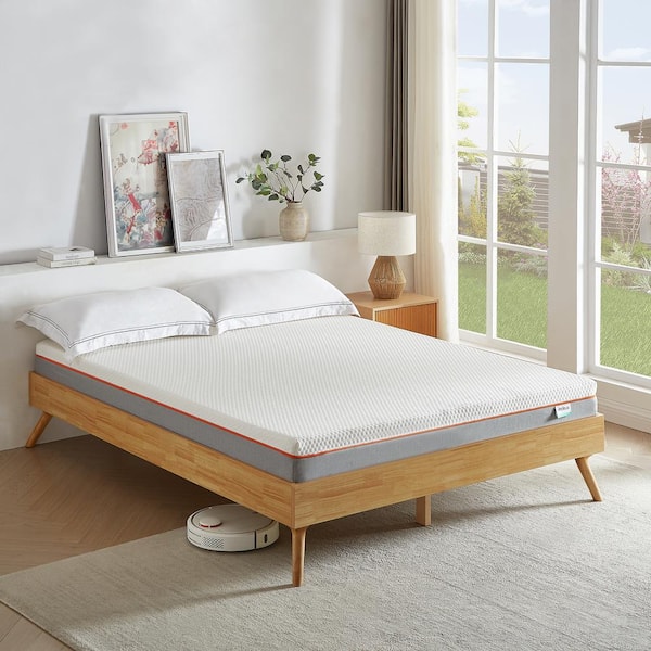 VECELO Full Size White Mattress, Pressure Relief Medium Firm Feel Memory Foam 7.9 in. Bed-in-a-Box Mattress