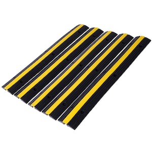6 in. x 3.25 ft. Conduit Cable Protector Ramp Rubber Speed Bump for Asphalt Concrete Gravel Driveway(1 Channel, 5 Pack)