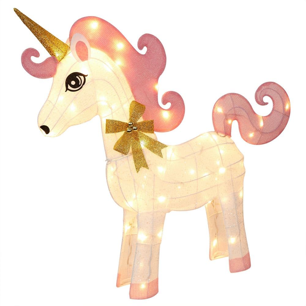 35 in. Tall Mesh Light-Up Unicorn with Pink Mane and Tail, 60 Warm White LED Lights price history on PriceWatchPro