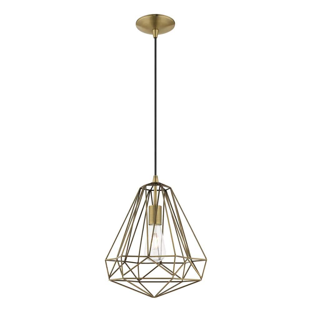 Antique Brass Geometric Mini Pendant Light with LED