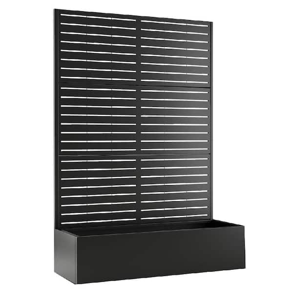 47 in. L x 16 in. W x 71 in. H H Black Metal Raised Garden Planter Box Trellis-Rust-Resistant Planter Climbing Plants