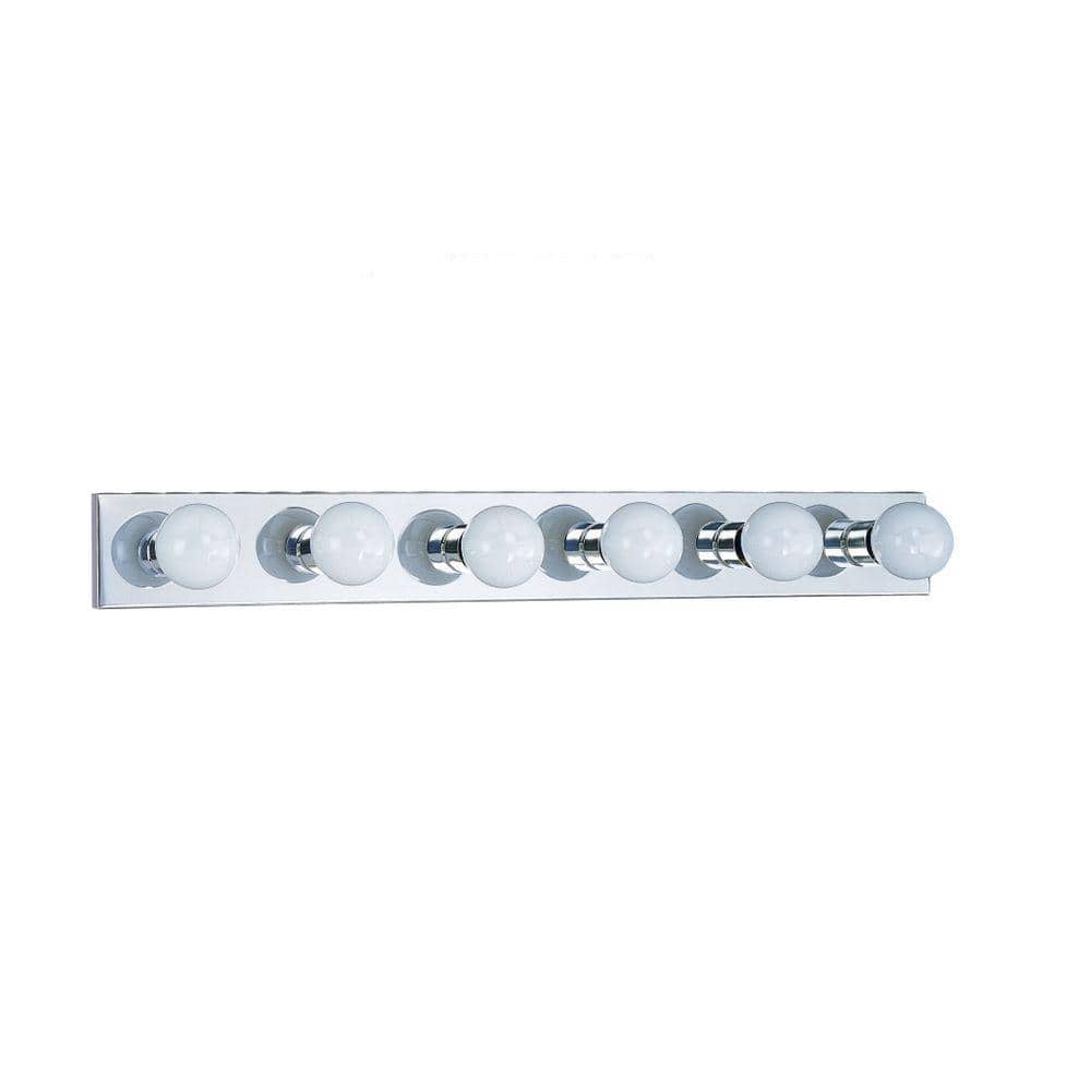 Center Stage 36 in. 6-Light Chrome Traditional Wall Dressing Room Hollywood