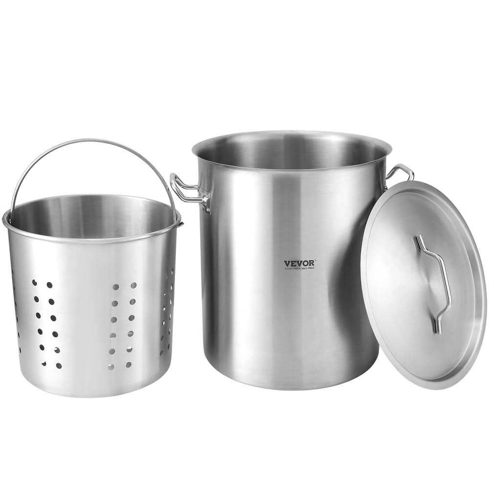 VEVOR 42 Qt Stainless Steel Stockpot with Strainer and Lid