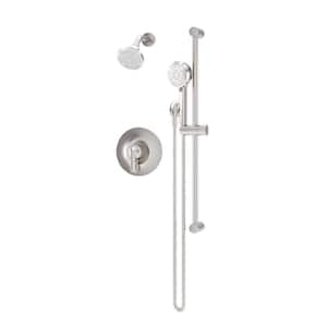 Birch Wall Mount 1-Handle 1-Spray Dual Fixed and Handheld Shower Head in Satin Nickel 1.5 GPM (Valve Not Included)