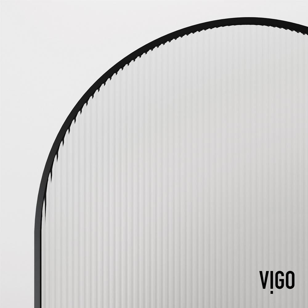 Arden 34" Matte Black Fluted Glass Shower Screen