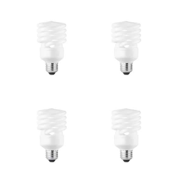100-Watt Equivalent A21 Spiral Non-Dimmable E26 Medium Base CFL Compact Fluorescent Light Bulb, Daylight 5000K (4-Pack)