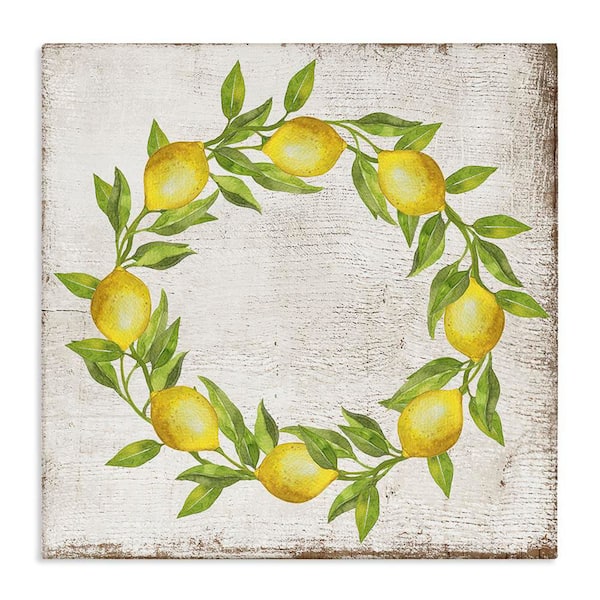 O Letter Lemon Wreath by Creatif Belle Unframed Food Graphic Art Print 24 in. x 24 in.