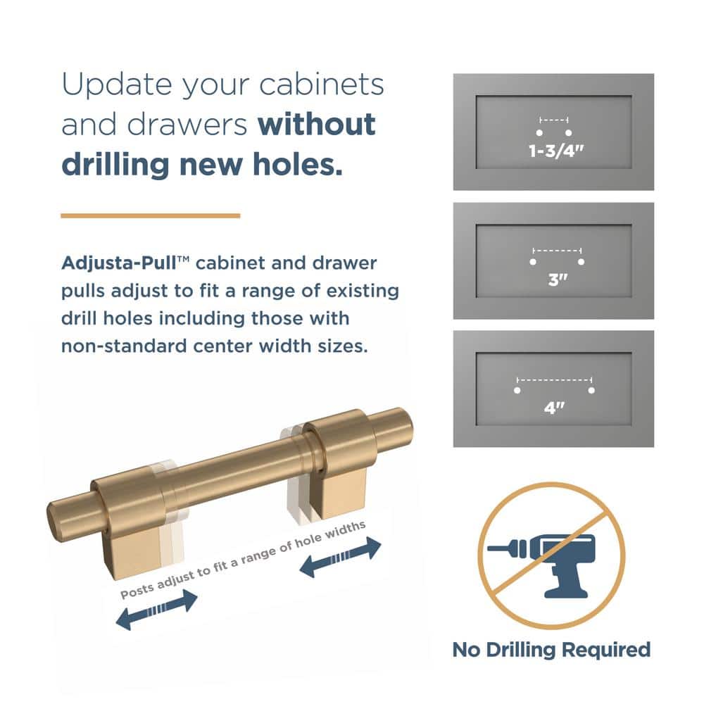 Adjustable Satin Nickel Bar Cabinet Drawer Pulls with Mounting Hardware