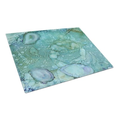 Abstract Crabs and Oysters Tempered Glass Large Heat Resistant Cutting Board