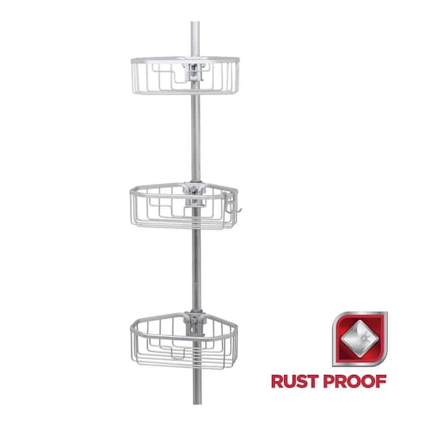 Glacier Bay Rustproof Tension Pole Shower Caddy in Satin Chrome 2141ALHD -  The Home Depot