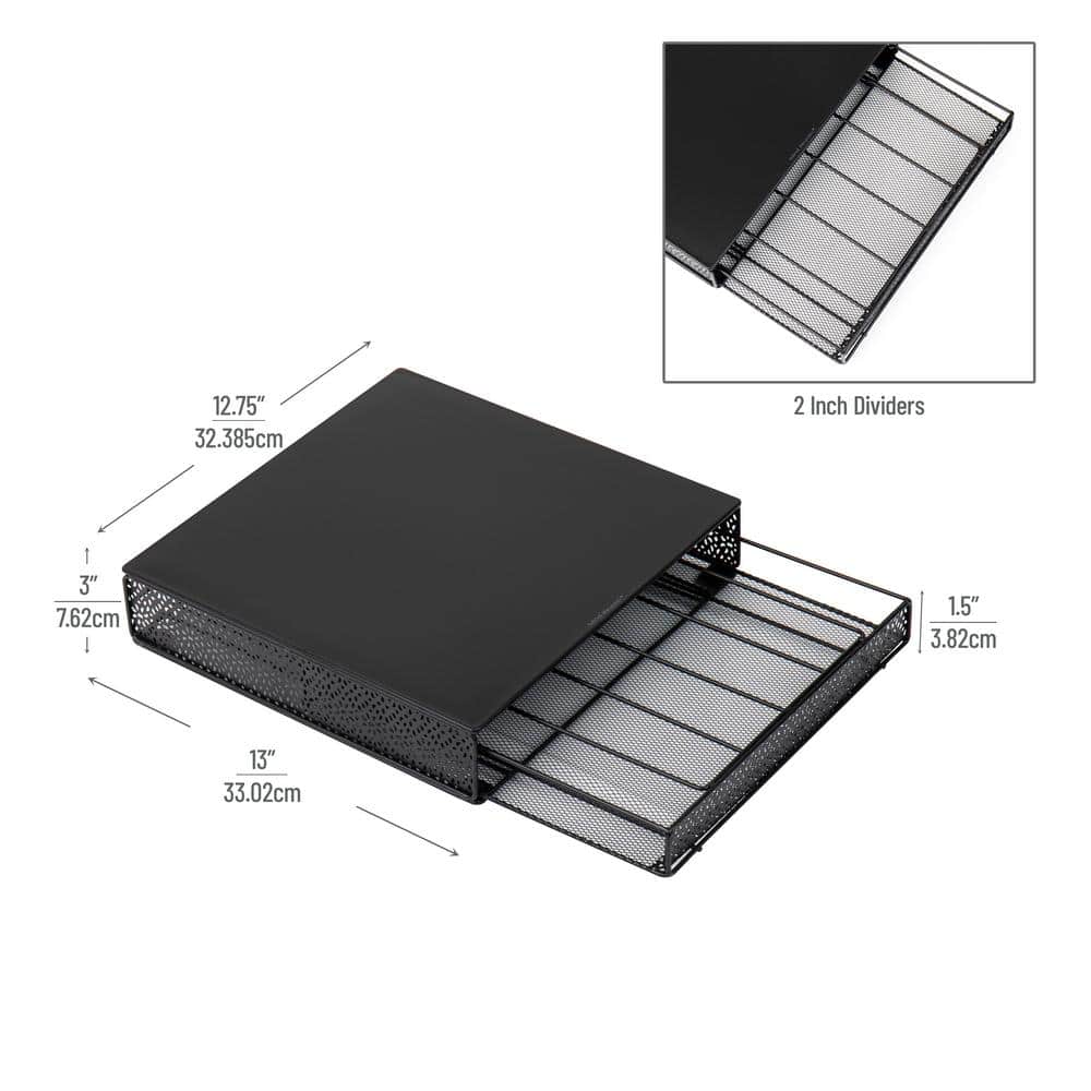 Black Metal Mesh Coffee Pod Drawer with 36-Pod Capacity
