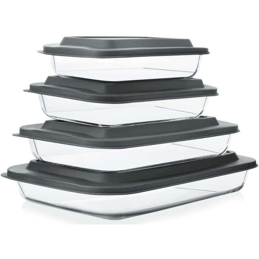 8-Piece Borosilicate Glass Baking Dish Set with Plastic lids, Baking Pans for Freezer-to-Oven and Dishwasher, Gray price history on PriceWatchPro