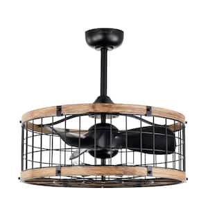 Selma 24.8 in. Indoor Black and Brown Ceiling Fan with Light Kit and Remote Included