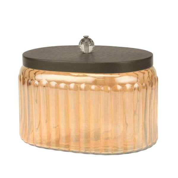 Stonebriar Collection Amber Glass Canister with Hammered Metal Lid