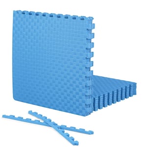 Blue 24 in. W x 24 in. L x 0.5 in. T EVA Foam Tatami Pattern Gym Flooring Mat (12 Tiles/Pack) (48 sq. ft.)