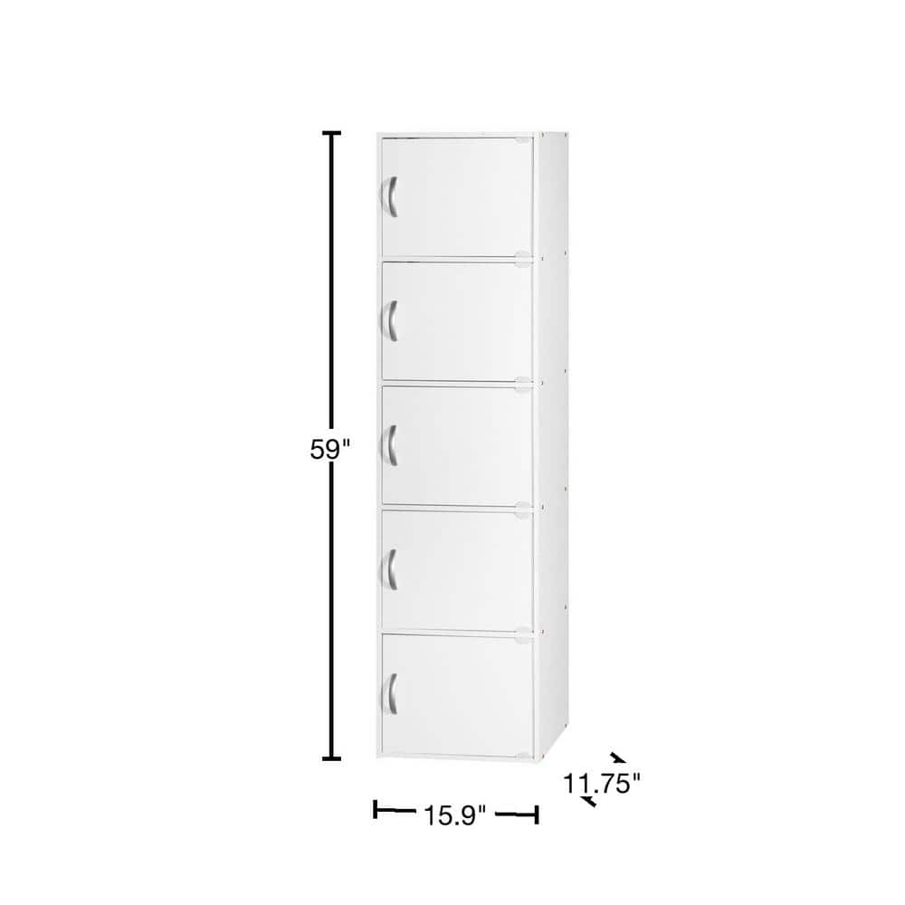 Sleek White Engineered Wood 5-Shelf Multipurpose Bookcase