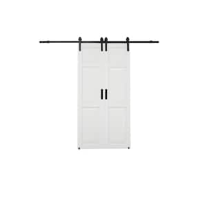 42 in. x 84 in. Center Opening Vinyl Barn Door Kit White with Track and Hardware