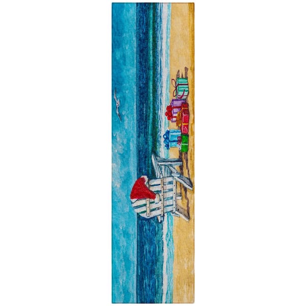 Addison Rugs Cozy Winter Blue 2 ft. 3 in. x 7 ft. 6 in. Indoor/Outdoor Washable Area Rug