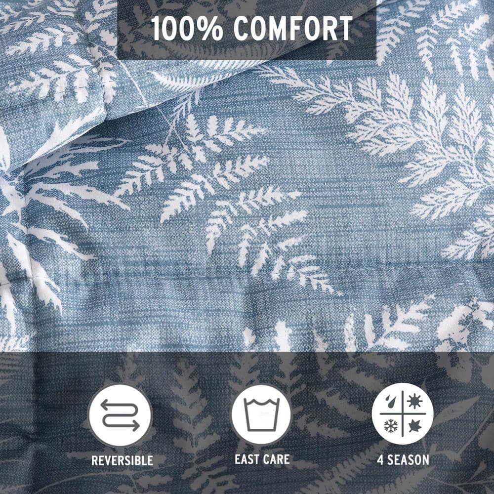 Twin Blue Microfiber Reversible Bedspread Set