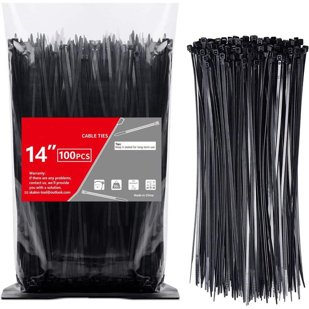 14 in. UV Resistant Nylon Cable Zip Tie Black 100-Pack with 50 lb. Tensile Strength for Indoor Outdoor Use price history on PriceWatchPro