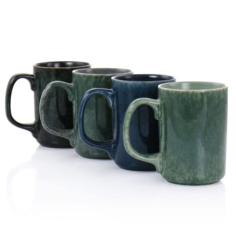 Gibson Assorted Reactive Glaze Ceramic Mug Set, 18oz, 4-Piece