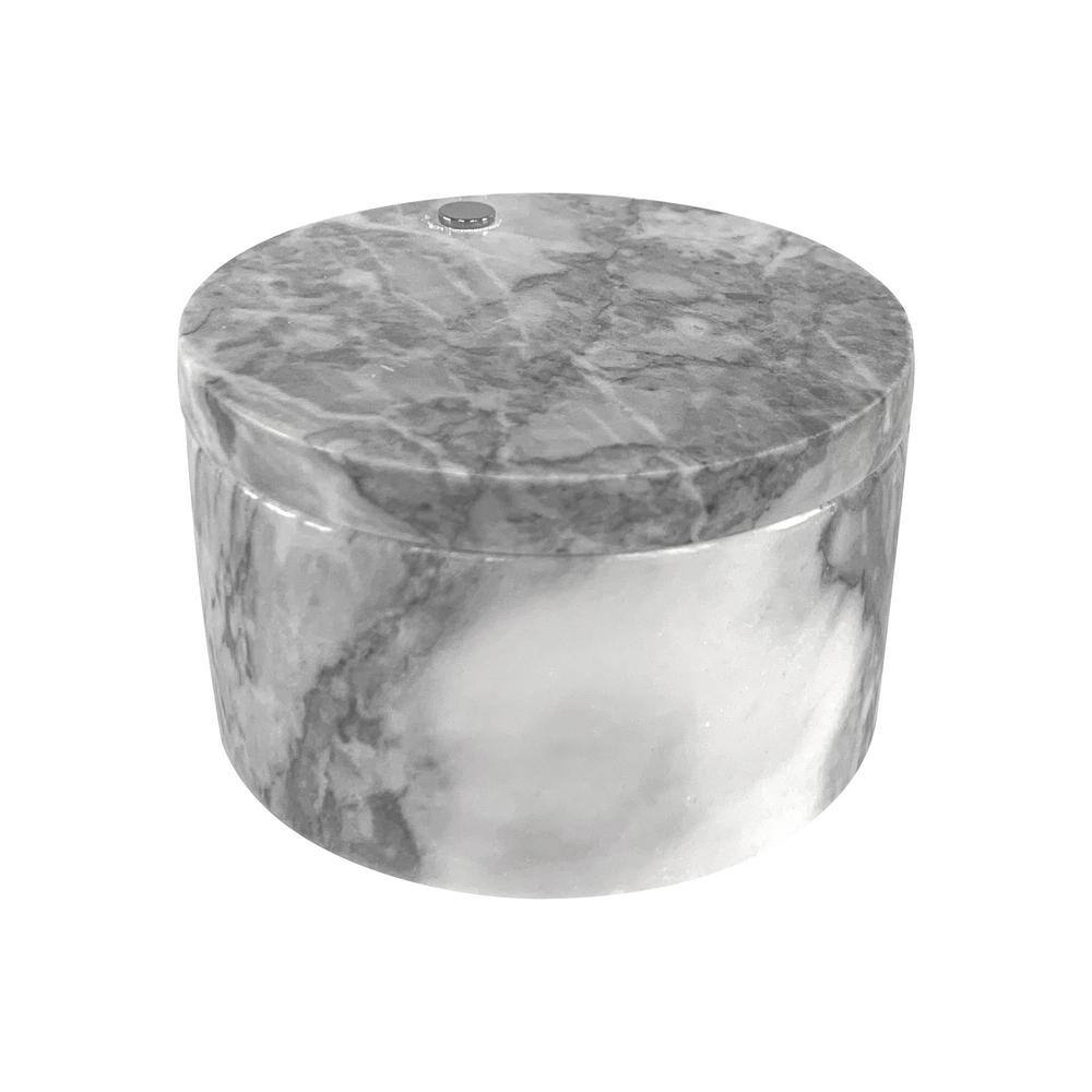 Elegant White Marble Double Salt Cellar, 4 x 4 x 2.5 inches