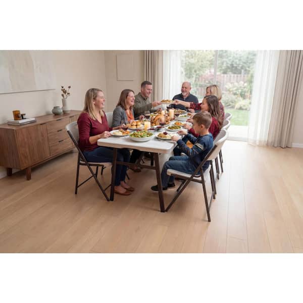 HDX 8 ft. Almond Resin Top Indoor/Outdoor Rectangular Folding