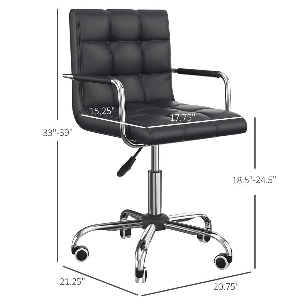 Black Tufted Leather Swivel Executive Office Chair
