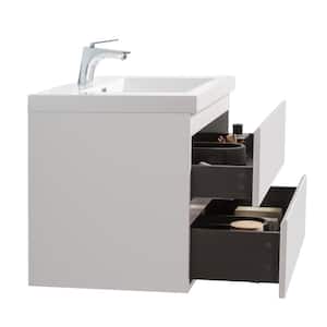 Newport 29.3 in. W x 19.5 in. D x 20.5 in. H Single Sink Bath Vanity in White with White Resin Top