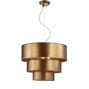 Lynn 21 in. 3-Light Gold 3-Tier LED Pendant with Metal