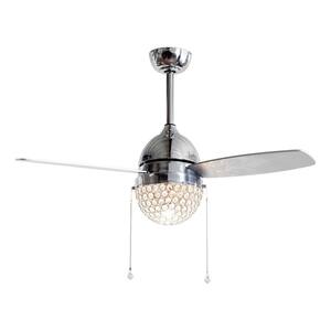 42 in. LED Indoor Chrome Crystal Ceiling Fan with Light