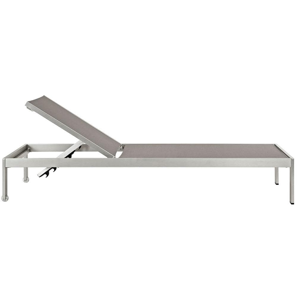 Shore Silver Gray Aluminum Mesh Adjustable Outdoor Chaise Lounger
