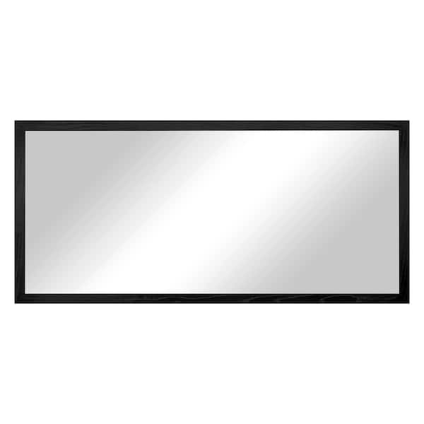2 in Black Frame (30 in. W x 57 in. H) Oak Hardwood Rectangle Wall Mirror