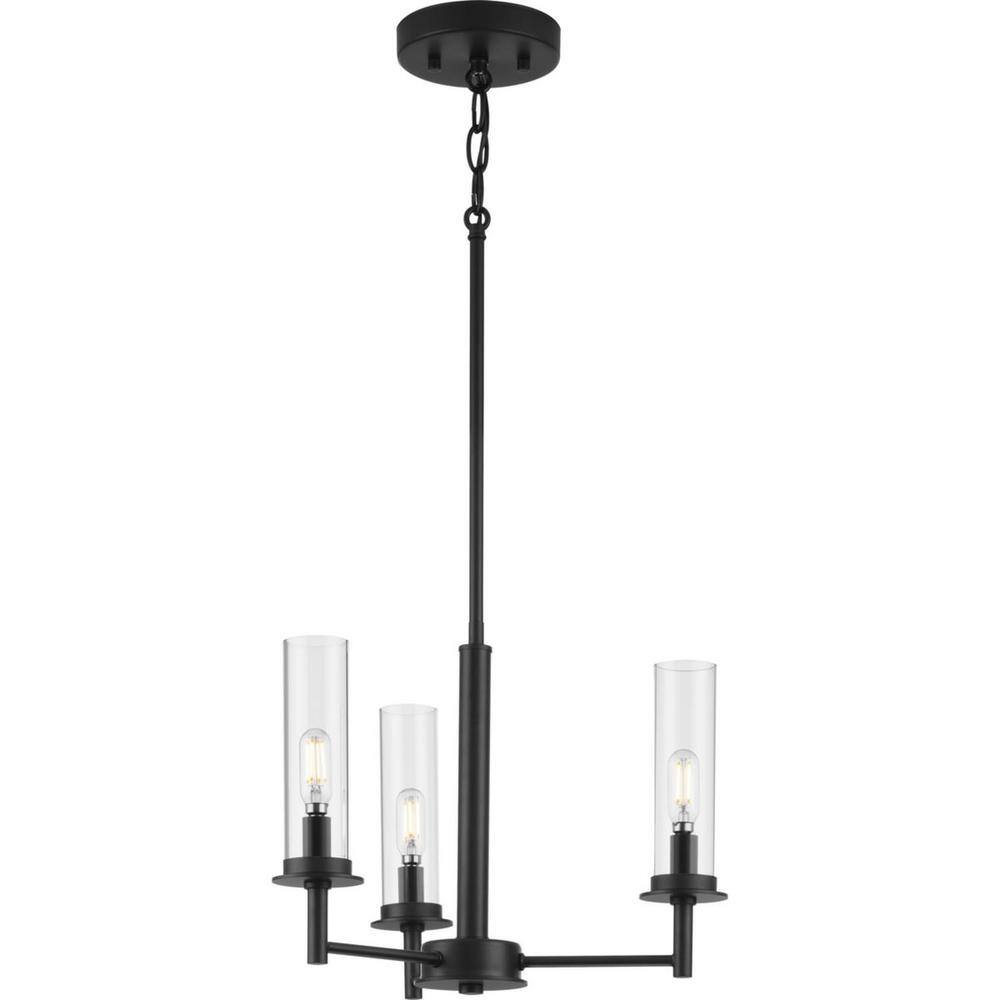 Kellwyn Matte Black 3-Light Semi-Flush Mount Ceiling Light