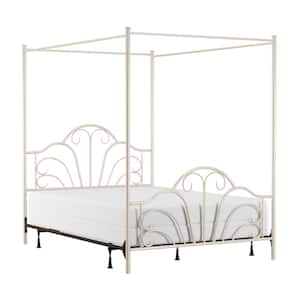 Dover Off-White Full Headboard and Footboard Canopy Bed with Frame