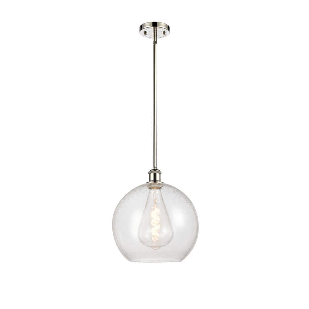 Athens 60-Watt 1 Light Polished Nickel Shaded Mini Pendant Light with Seeded glass Seeded Glass Shade -  Innovations, 516-1S-PN-G124-