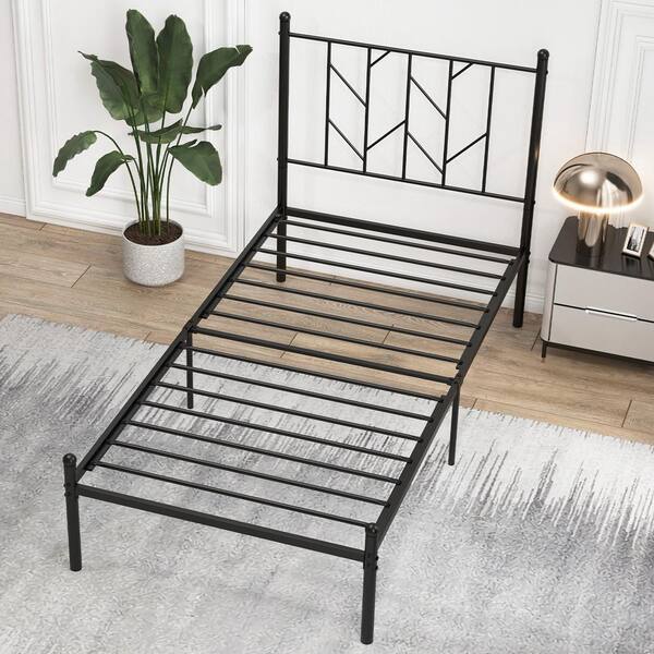 Costway Black Metal Frame Twin Size Platform Bed with