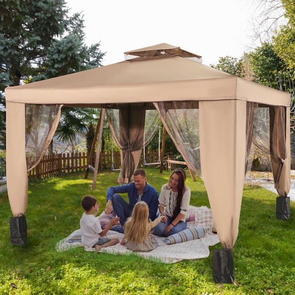 Outdoor Canopy Gazebo Tent, Portable Canopy Shelter with 10 ft. x 10 ft. Large Shade Space for Party, Backyard, Patio