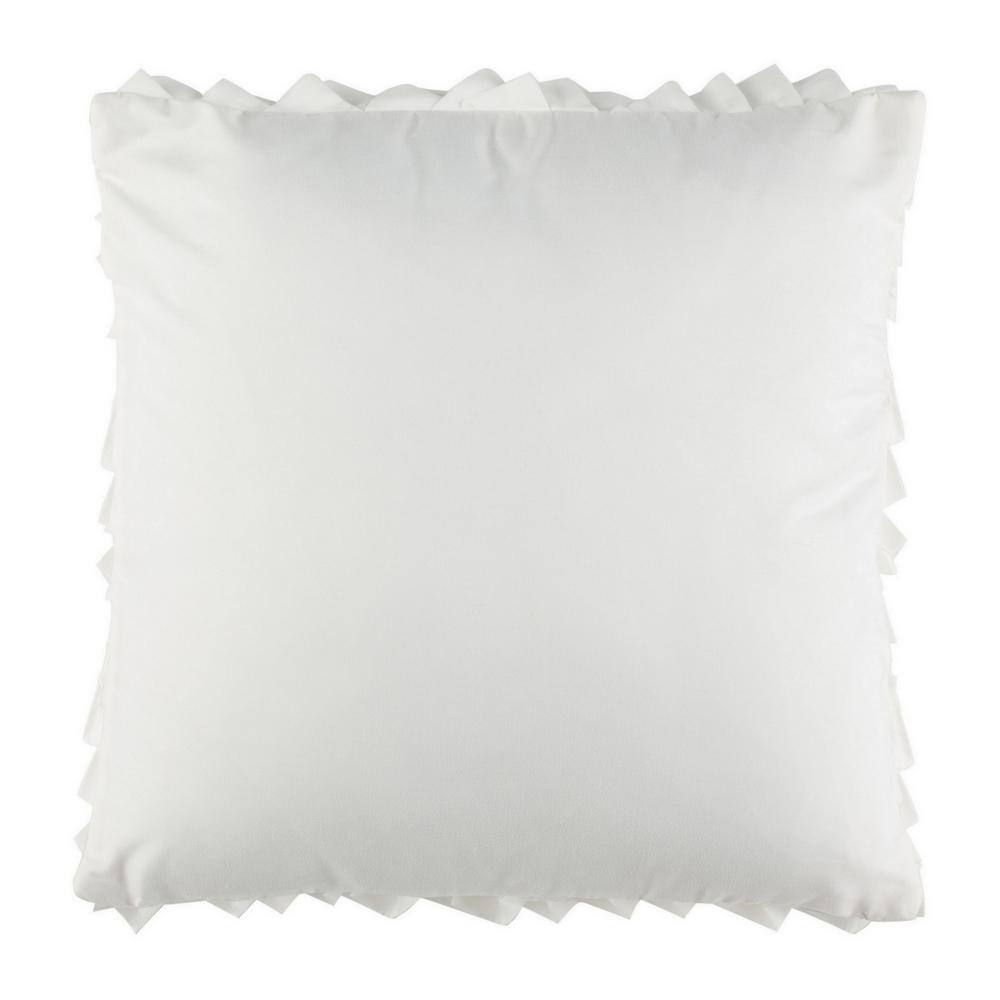 Teagen White Ruffled 18" Square Decorative Pillow
