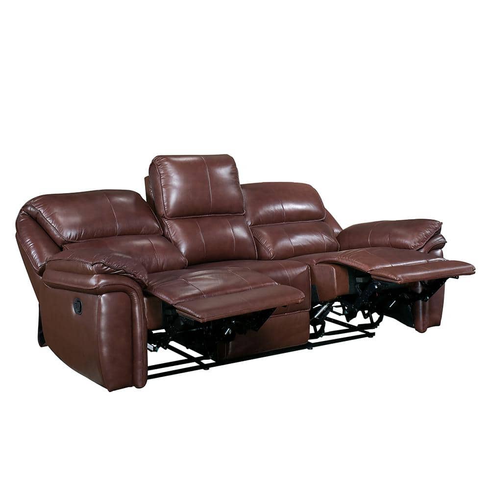 Brown Faux Leather Lawson Reclining Sofa with Wood Frame