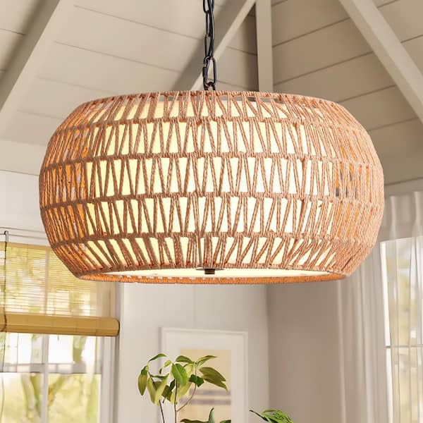 Ecogleam 19 in. 5-Light Black Bohemian Chandelier Hand Woven