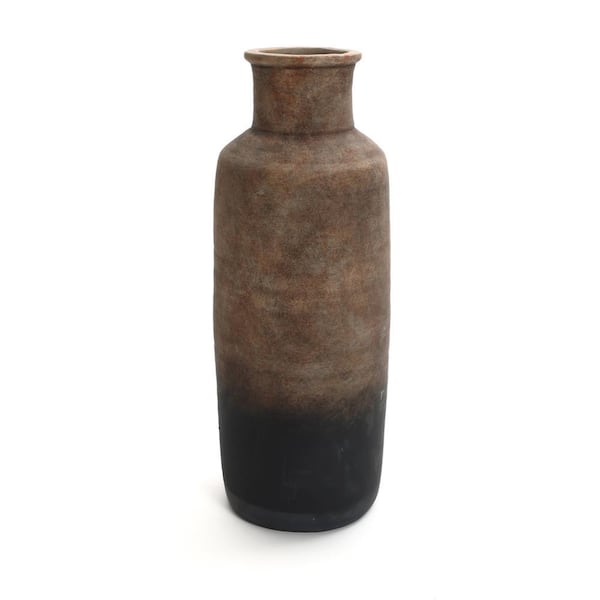 LuxenHome 18.7 in. Brown Ombre Terracotta Narrow Vase