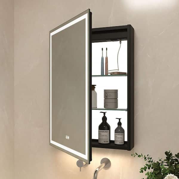 20 in. W x 28 in. H Large Rectangular Wall Mount LED Lighted Medicine Cabinet with Mirror