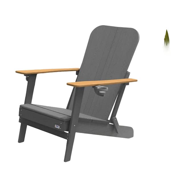 Classic White Folding Grey Adirondack Chair (Set of 1) Outdoor Chaise Lounges