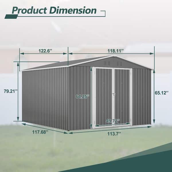 アルフレームグレースライン GW-59 ステン MSメッシュシルバー　10号P 10 x 10 FT Grey Large Metal Tool Sheds with Updated Frame