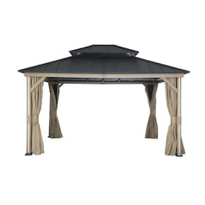 Four Seasons 12 ft. x 14 ft. Wood Looking Hard Top Gazebo with LED Lighting