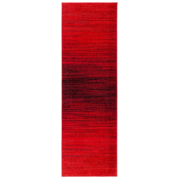 Adirondack 3 ft. x 12 ft. Red/Black Striated Runner Rug