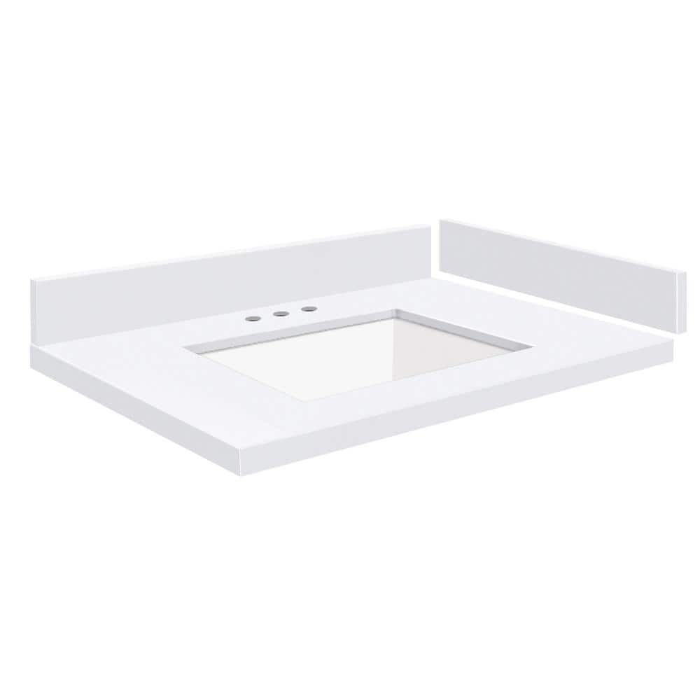 Silestone 25.25 in. W x 22.25 in. D Quartz White Rectangular Single Sink Vanity Top in Miami White price history on PriceWatchPro