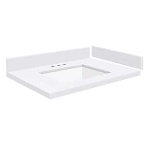 Silestone 27.75 in. W x 22.25 in. D Quartz White Rectangular Single Sink Vanity Top in Miami White