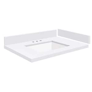 Silestone 30.5 in. W x 22.25 in. D Quartz White Rectangular Single Sink Vanity Top in Miami White